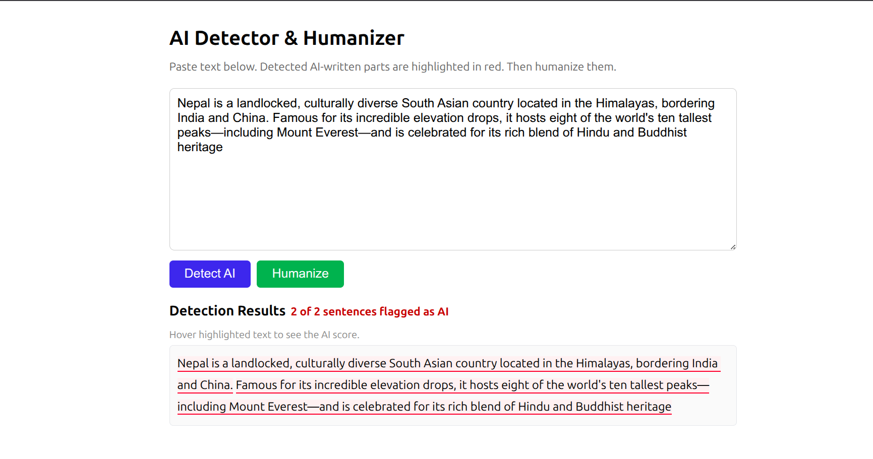 AI detector and humanizer